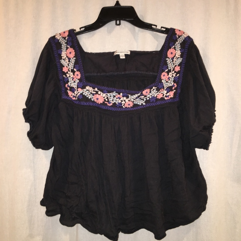 Floral top with square neckline